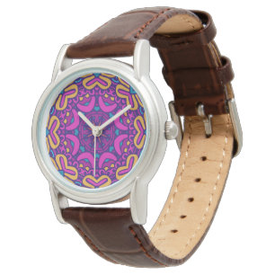 Luxuriöse Lederuhr - Stilvolles Boho-Tribal-Muster Armbanduhr