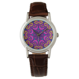 Luxuriöse Lederuhr - Stilvolles Boho-Tribal-Muster Armbanduhr