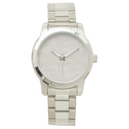 Luxuriöse Leinenstoffe INITIALEN Neutrale moderne  Armbanduhr