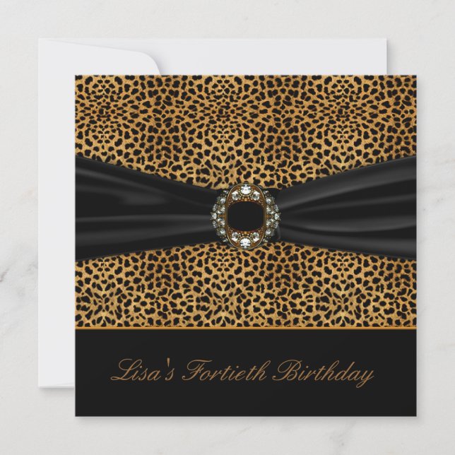 Luxuriöse Leopard Frauen 40. Geburtstag Party Einladung (Vorderseite)