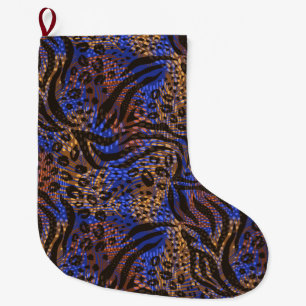 Luxuriöse Leopard- und Zebra-Druckmuster Großer Weihnachtsstrumpf