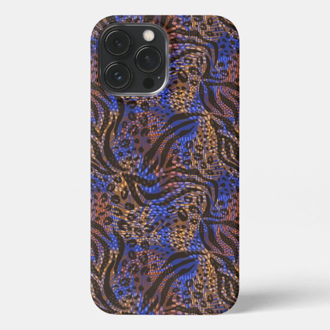 Luxuriöse Leopard- und Zebra-Druckmuster iPhone 13 Pro Max Hülle (Rückseite)
