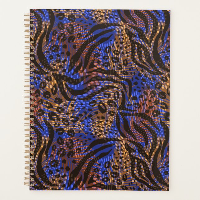 Luxuriöse Leopard- und Zebra-Druckmuster Planer (Vorderseite)
