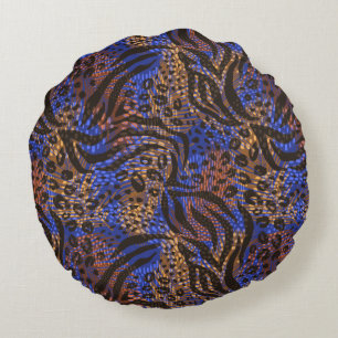 Luxuriöse Leopard- und Zebra-Druckmuster Rundes Kissen
