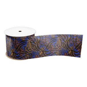 Luxuriöse Leopard- und Zebra-Druckmuster Satinband