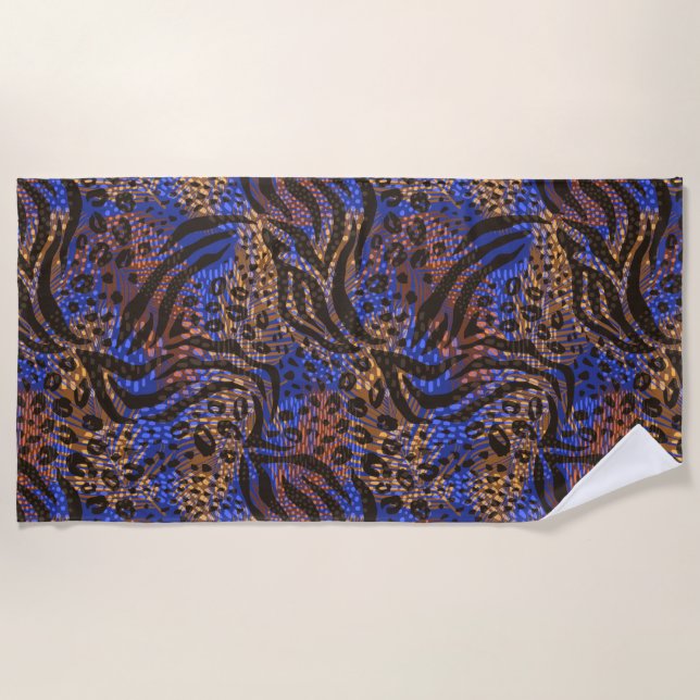 Luxuriöse Leopard- und Zebra-Druckmuster Strandtuch (Vorderseite)