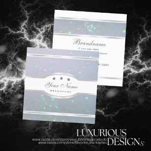 Luxuriöse Light Baby Blue Pearl Glitzer Sparkle Quadratische Visitenkarte