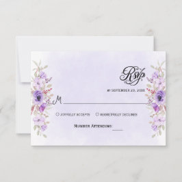 Luxuriöse Lila Blumenkarten-RSVP-Karten RSVP Karte
