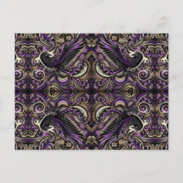 Luxuriöse Lila Gold Batik Raven Tessellation Mosai Postkarte