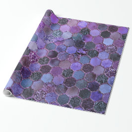 Luxuriöse Lila Metallfolien Glitzer Honigwabenmust Geschenkpapier