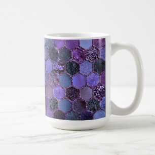 Luxuriöse Lila Metallfolien Glitzer Honigwabenmust Kaffeetasse