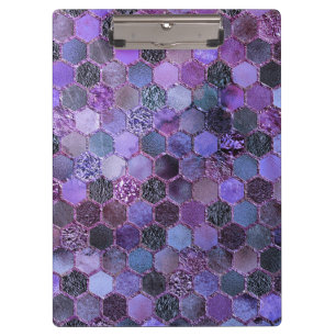 Luxuriöse Lila Metallfolien Glitzer Honigwabenmust Klemmbrett