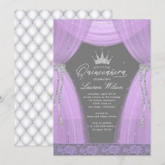 luxuriöse lila Prinzessin funkeln Quinceanera Einladung