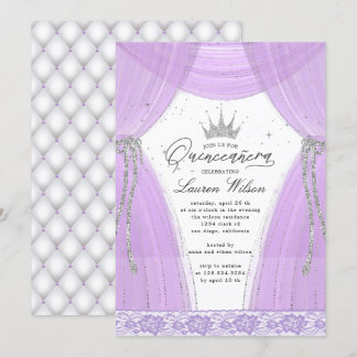 luxuriöse lila Prinzessin funkeln Quinceanera Einladung