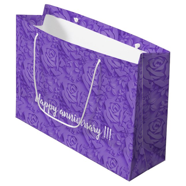 Luxuriöse Lila Rose Beliebt Große Geschenktüte (Vorderseite Schrägansicht)