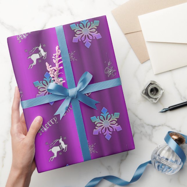 Luxuriöse Lila Weihnachten Geschenkpapier (Schenken)