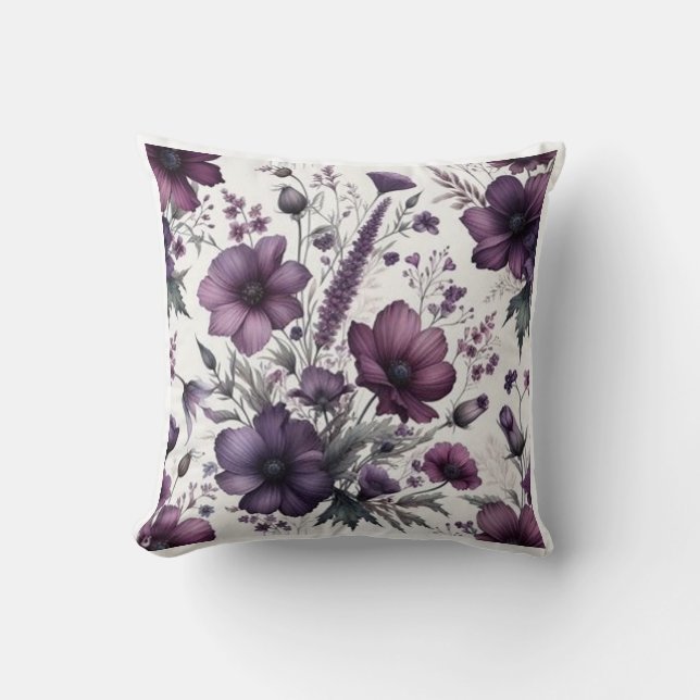 Luxuriöse Lila Wildblume Kissen (Vorderseite)