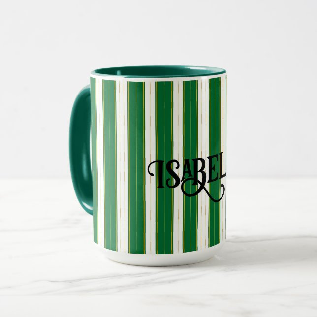 Luxuriöse Linen Moderne Green Gold Texture Collect Tasse (Vorderseite Links)