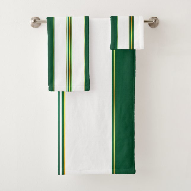 Luxuriöse Linen Trendy Green Gold Texture Collecti Badhandtuch Set (Insitu)