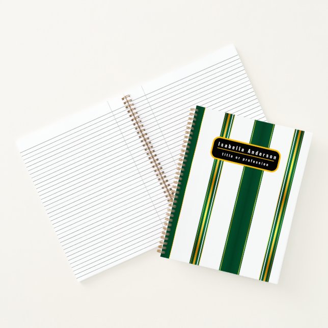 Luxuriöse Linen Trendy Green Gold Texture Collecti Notizbuch (Innenseite)