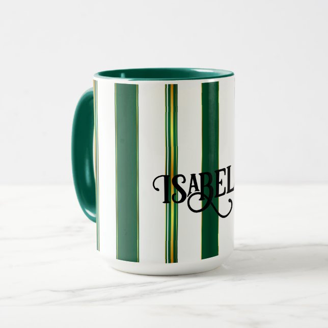 Luxuriöse Linen Trendy Green Gold Texture Collecti Tasse (Vorderseite Links)