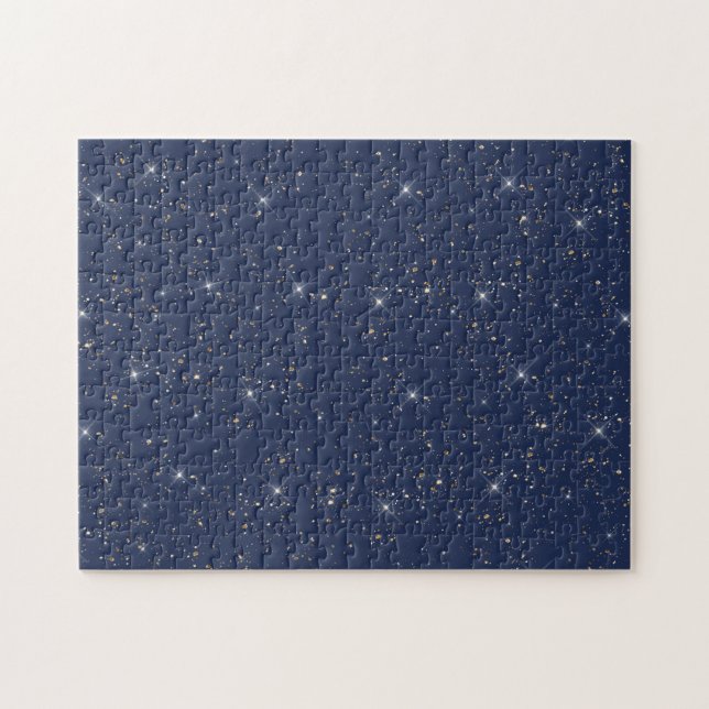 Luxuriöse Marineblau glänzend goldenes Glitzer (Horizontal)
