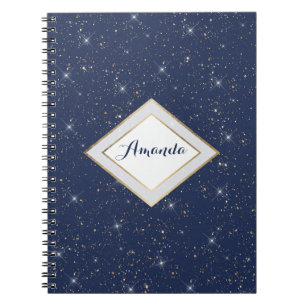 Luxuriöse Marineblau glänzend goldenes Glitzer Notizblock