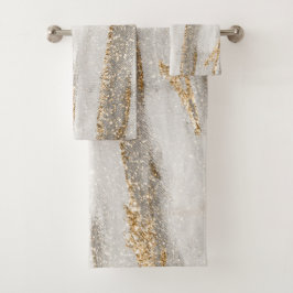 Luxuriöse Marmor Gold blickt weiß und grau Badhandtuch Set