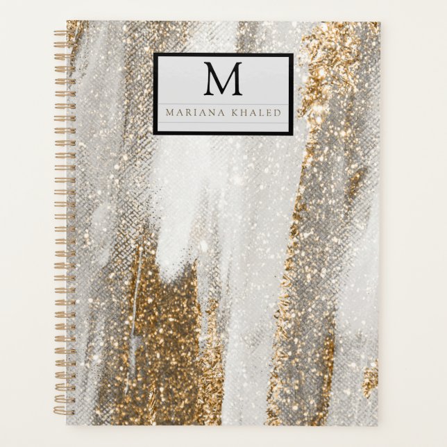 Luxuriöse Marmor Gold blickt weiß und grau Planer (Vorderseite)