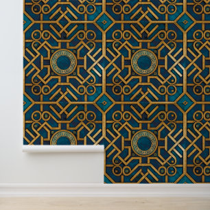 Luxuriöse Marmorkunst Deko Blue Gold griechischer Tapete
