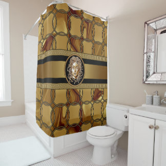Luxuriöse Medusa Marble & Gold Duschvorhang