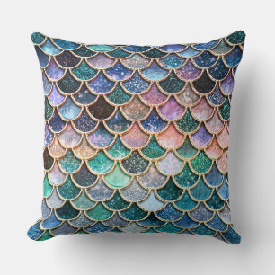 Luxuriöse mehrfarbige Glitzer Mermaid Scales Kissen