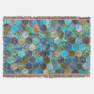 Luxuriöse Metal Foil Glitzer Aqua Aquamarine Honig Decke