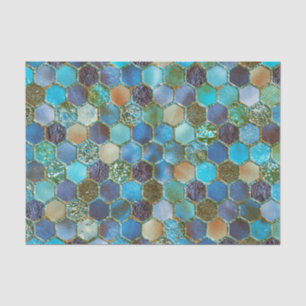 Luxuriöse Metal Foil Glitzer Aqua Aquamarine Honig Seidenpapier