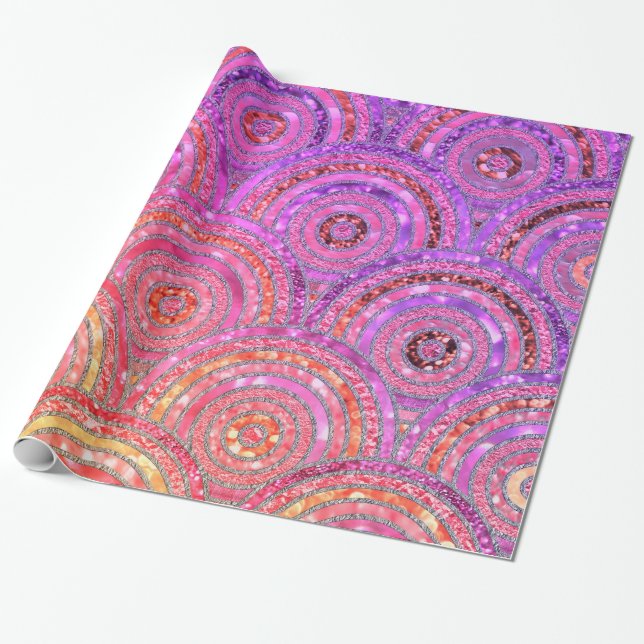 Luxuriöse Metallfolien Glitzer Pink Gold Dots Circ Geschenkpapier (Ungerollt)