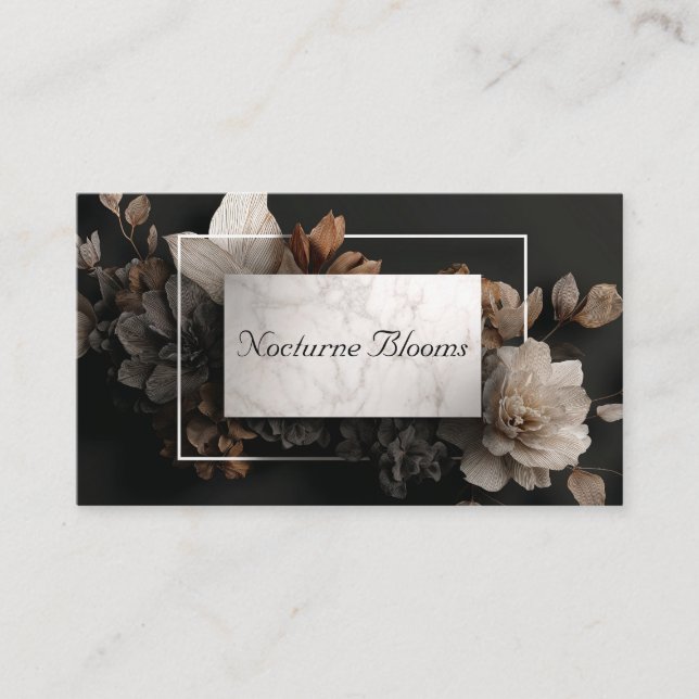 Luxuriöse Metallic Blütenbronze und Marmor Visitenkarte (Vorderseite)