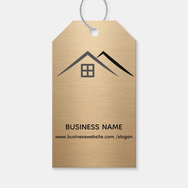Luxuriöse Metallic Gold Real Anwesen Geschenktaste Geschenkanhänger (Vorderseite)