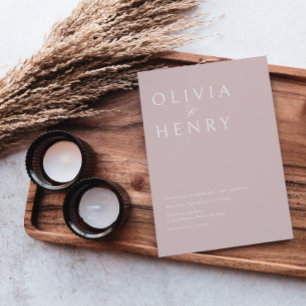 Luxuriöse Minimal Dusty Blush Pink Wedding Einladung