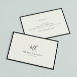 Luxuriöse Minimal Monogram Black Ivory Chic Stilvo Visitenkarte<br><div class="desc">Die elegante und stilvolle,  moderne Monogramm-Visitenkarte in Elfenbein und Schwarz ist ein raffiniertes minimalistisches Design,  das Ihr Monogramm in einer handgeschriebenen Schrift mit eleganter Serifentypografie kombiniert. Der dünne schwarze Rahmen unterstreicht das klassische,  zeitlose Ambiente dieses Layouts.</div>