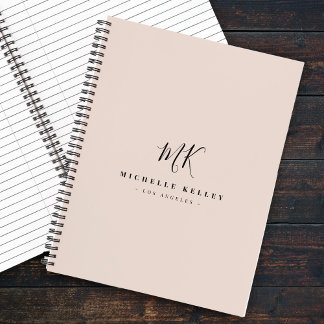 Luxuriöse Minimal Monogram Rosa Chic Stilvoll Notizbuch