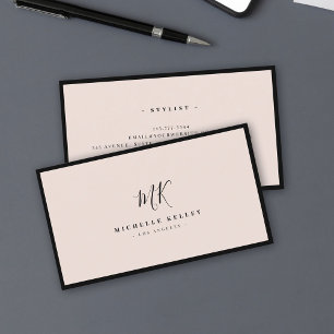 Luxuriöse Minimal Monogram Rosa Chic Stilvoll Visitenkarte