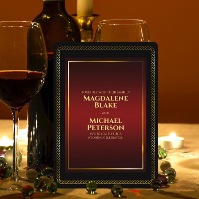 Luxuriöse Minimalistische Black & Red Wedding Einladung (Von Creator hochgeladen)