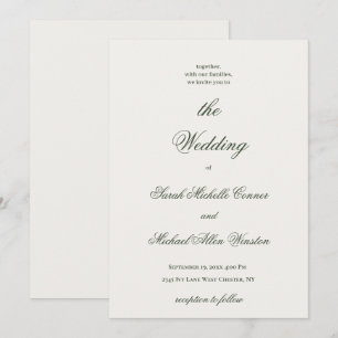 Luxuriöse Minimalistische Dunkelgrüne Hochzeitsein Einladung