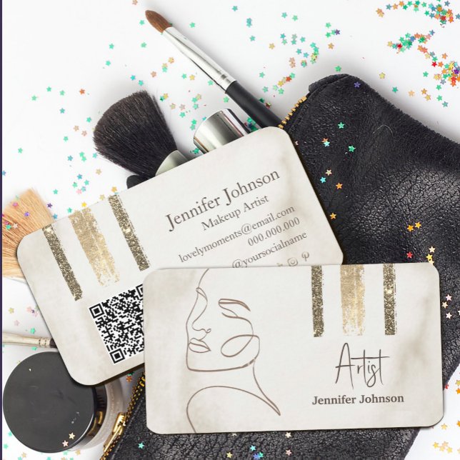 Luxuriöse Minimalistische Gesichtshauty Visitenkarte (Luxury Minimalist Face Beauty Business Card #zazzlemade #minimalistfacebeauty #abstractface #beauty)