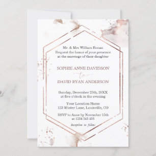 Luxuriöse Minimalistische Rose Goldrahmen Hochzeit Einladung