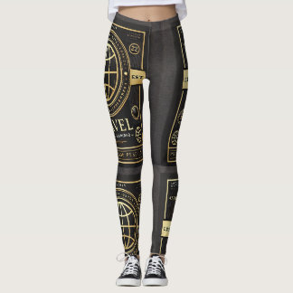 Luxuriöse, mit dem Label Inspirierte Black & Gold  Leggings