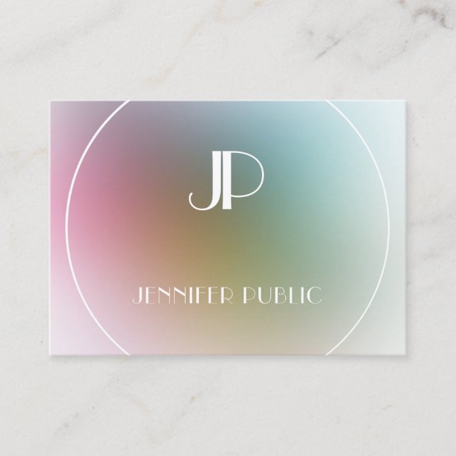 Luxuriöse moderne, elegante monogram-farbenfrohe V Visitenkarte (Vorderseite)