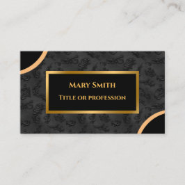 Luxuriöse moderne Gold Black Damask Visitenkarte