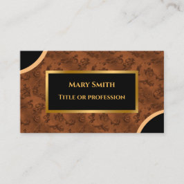 Luxuriöse moderne Gold Brown Damask Business Card Visitenkarte