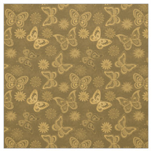 Luxuriöse moderne Gold Natural Floral Butterfly Stoff